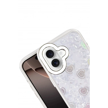 Mey İthalat® iPhone 16 Lumi Desenli Kapak - Beyaz