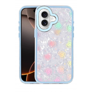 Mey İthalat® iPhone 16 Lumi Desenli Kapak - Mavi