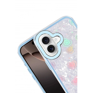 Mey İthalat® iPhone 16 Lumi Desenli Kapak - Mavi