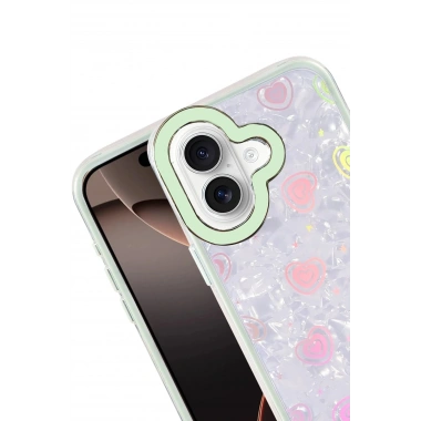 Mey İthalat® iPhone 16 Lumi Desenli Kapak - Yeşil