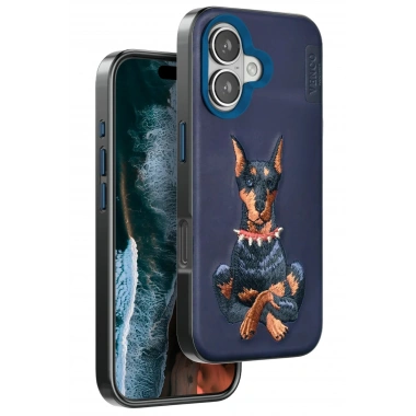 Mey İthalat®  iPhone 16 Perma Desenli Kapak - Lacivert