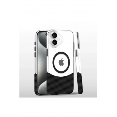 Mey İthalat®  iPhone 16 Plus Carbon Puzzle Magsafe Kapak - Siyah
