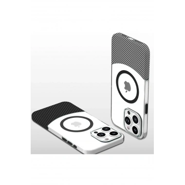 Mey İthalat®  iPhone 16 Plus Carbon Puzzle Magsafe Kapak - Siyah