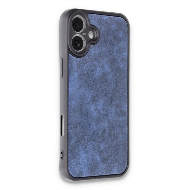 Mey İthalat®  iPhone 16 Plus Kılıf Aras Deri Kapak - Lacivert