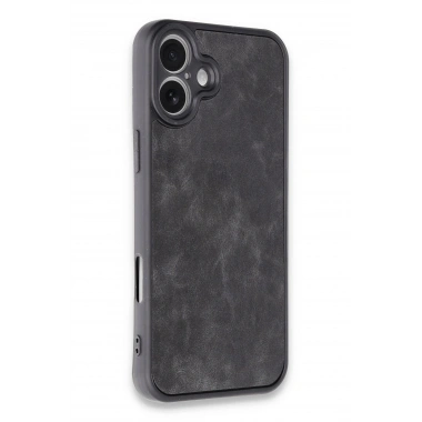 Mey İthalat®  iPhone 16 Plus Kılıf Aras Deri Kapak - Siyah