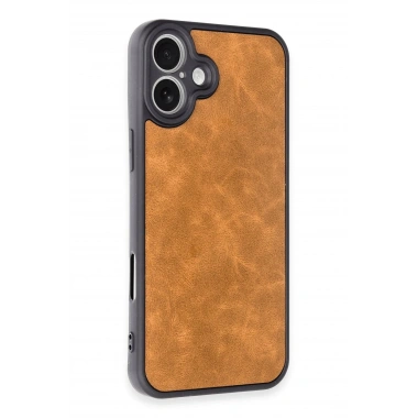 Mey İthalat®  iPhone 16 Plus Kılıf Aras Deri Kapak - Taba