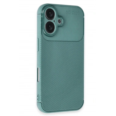 Mey İthalat®  iPhone 16 Plus Kılıf Auto Focus Karbon Kapak - Koyu Yeşil