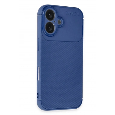 Mey İthalat®  iPhone 16 Plus Kılıf Auto Focus Karbon Kapak - Lacivert