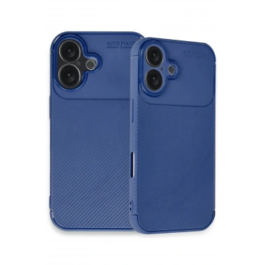Mey İthalat®  iPhone 16 Plus Kılıf Auto Focus Karbon Kapak - Lacivert