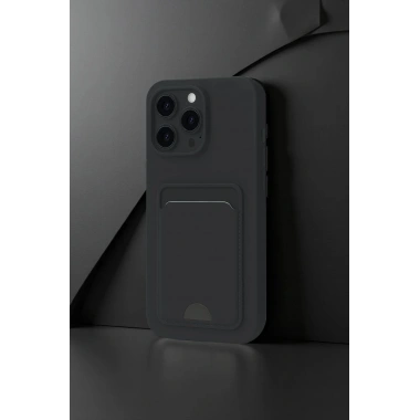 Mey İthalat®  iPhone 16 Plus Kılıf Kelvin Kartvizitli Silikon - Siyah