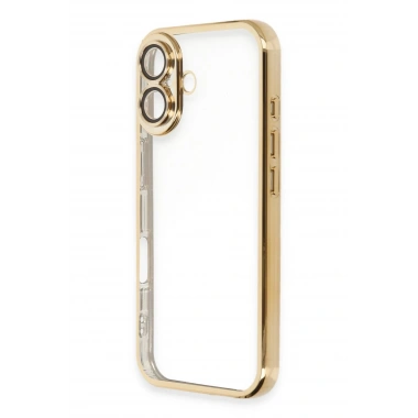 Mey İthalat®  iPhone 16 Plus Kılıf  Lensli Silikon - Gold