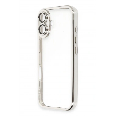 Mey İthalat®  iPhone 16 Plus Kılıf  Lensli Silikon - Gümüş