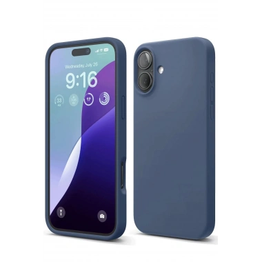 Mey İthalat®  iPhone 16 Plus Kılıf Nano içi Kadife Silikon - Lacivert