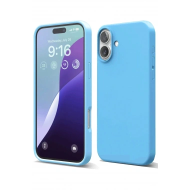 Mey İthalat®  iPhone 16 Plus Kılıf Nano içi Kadife Silikon - Mavi