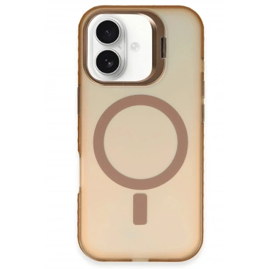 Mey İthalat®  iPhone 16 Plus Kılıf Primera Magsafe Standlı Kapak - Gold