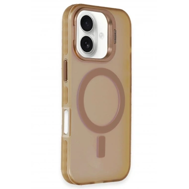 Mey İthalat®  iPhone 16 Plus Kılıf Primera Magsafe Standlı Kapak - Gold