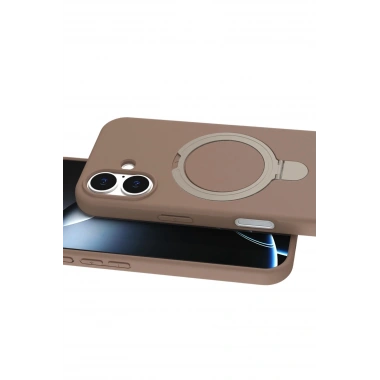 Mey İthalat®   iPhone 16 Plus Regal Magsafe Standlı Kapak - Çöl Titanyum