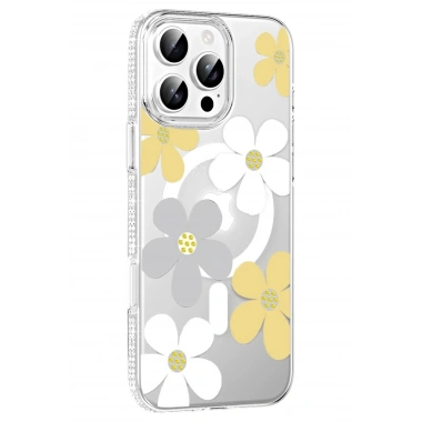 Mey İthalat®   iPhone 16 Pro Floral Magsafe Kapak - Sarı
