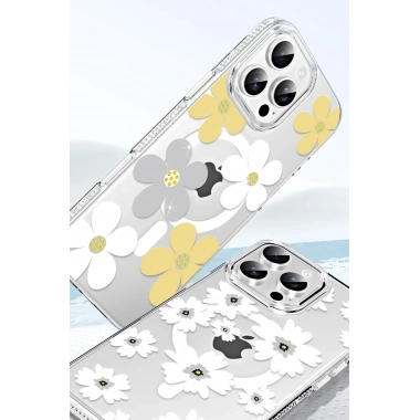 Mey İthalat®   iPhone 16 Pro Floral Magsafe Kapak - Turuncu