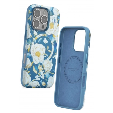 Mey İthalat®  iPhone 16 Pro Flower Series Magsafe Kapak - Mavi