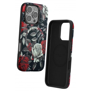 Mey İthalat®  iPhone 16 Pro Flower Series Magsafe Kapak - Siyah