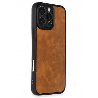 Mey İthalat®  iPhone 16 Pro Kılıf Aras Deri Kapak - Taba