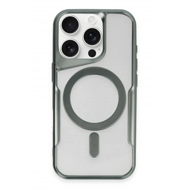 Mey İthalat®  iPhone 16 Pro Kılıf Boyi Magsafe Silikon Kapak - Yeşil
