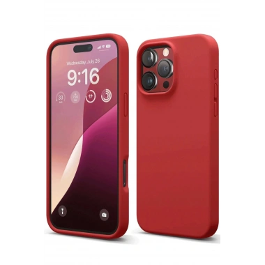 Mey İthalat®  iPhone 16 Pro Kılıf First Silikon - Kırmızı