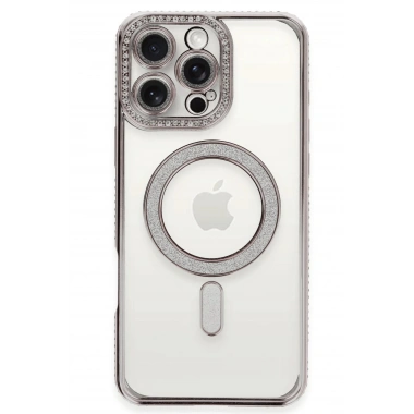 Mey İthalat®  iPhone 16 Pro Kılıf Joke Simli Magneticsafe Kılıf - Pembe