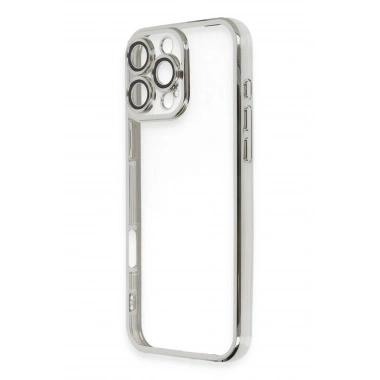 Mey İthalat®  iPhone 16 Pro Kılıf  Lensli Silikon - Gümüş