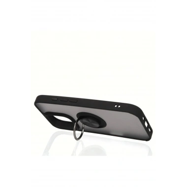 Mey İthalat®  iPhone 16 Pro Kılıf Montreal Yüzüklü Silikon Kapak - Lacivert