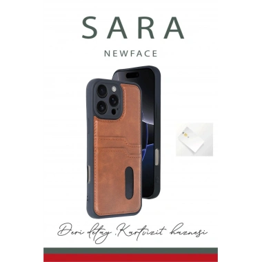 Mey İthalat® iPhone 16 Pro Kılıf Sara Kartvizitli Deri Kılıf - Kırmızı