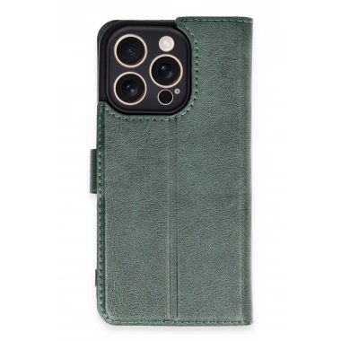 Mey İthalat®  iPhone 16 Pro Kılıf Trend S Plus Kapaklı Kılıf - Yeşil