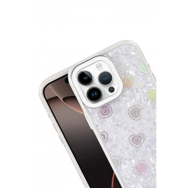 Mey İthalat® iPhone 16 Pro Lumi Desenli Kapak - Beyaz