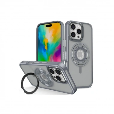 Mey İthalat® iPhone 16 Pro Max Banza Magsafe Standlı Kapak - Titan Gri