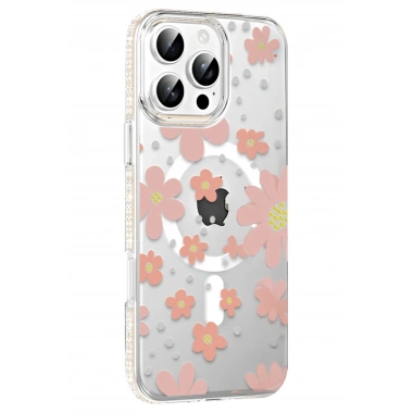 Mey İthalat®   iPhone 16 Pro Max Floral Magsafe Kapak - Pembe