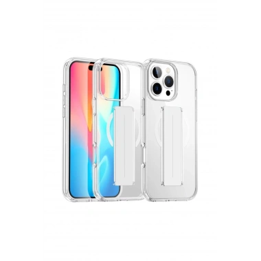 Mey İthalat®  iPhone 16 Pro Max Kılıf Alfa Magsafe Standlı Kapak - Şeffaf