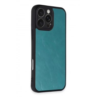 Mey İthalat®   iPhone 16 Pro Max Kılıf Aras Deri Kapak - Açık Yeşil