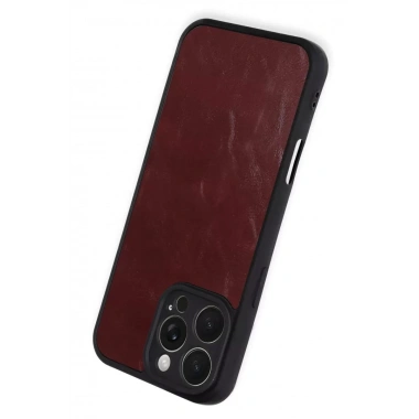 Mey İthalat®   iPhone 16 Pro Max Kılıf Aras Deri Kapak - Bordo