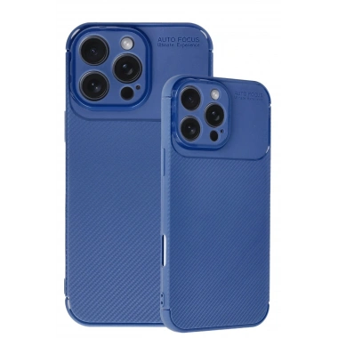 Mey İthalat®  iPhone 16 Pro Max Kılıf Auto Focus Karbon Kapak - Lacivert