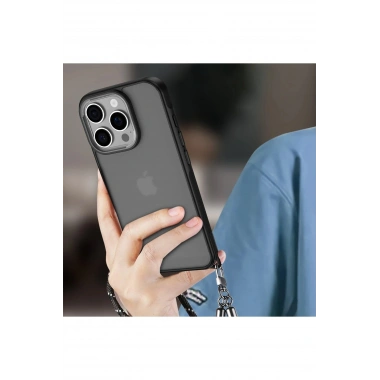 Mey İthalat®  iPhone 16 Pro Max Kılıf Elegant Kapak - Siyah