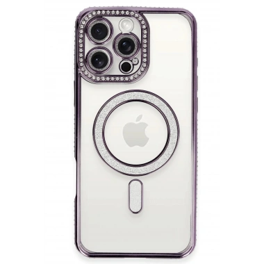 Mey İthalat®  iPhone 16 Pro Max Kılıf Joke Simli Magneticsafe Kılıf - Derin Mor