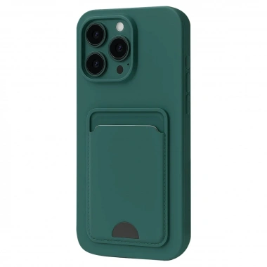 Mey İthalat®  iPhone 16 Pro Max Kılıf Kelvin Kartvizitli Silikon - Koyu Yeşil