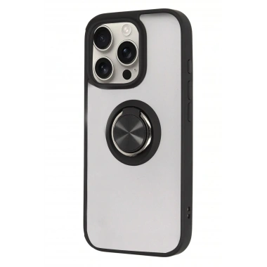 Mey İthalat®  iPhone 16 Pro Max Kılıf Montreal Yüzüklü Silikon Kapak - Siyah