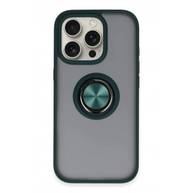 Mey İthalat®  iPhone 16 Pro Max Kılıf Montreal Yüzüklü Silikon Kapak - Yeşil