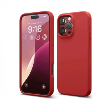 Mey İthalat®  iPhone 16 Pro Max Kılıf Nano içi Kadife Silikon - Kırmızı