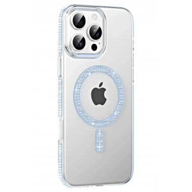 Mey İthalat®   iPhone 16 Pro Max Move Taşlı Magsafe Kapak - Mavi