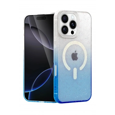 Mey İthalat®   iPhone 16 Pro Max Pummel Shiny Magsafe Kapak - Mavi