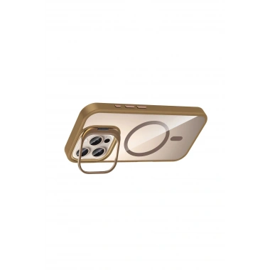 Mey İthalat®   iPhone 16 Pro Max Remim Lensli Magsafe Standlı Kapak - Kahverengi