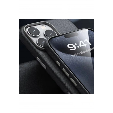 Mey İthalat® iPhone 16 Pro Max Wonder Deri Magsafe Kapak - Siyah